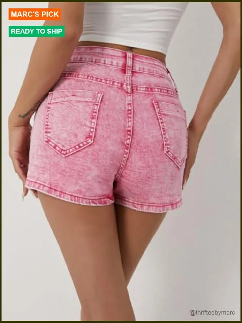 High Waisted Denim Skort Asymmetrical Button Distressed Hem Stretch